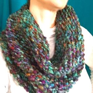 Hand knit 100% merino wool cowl